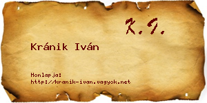 Kránik Iván névjegykártya